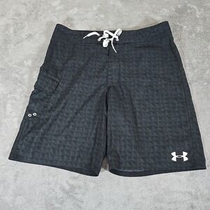 Under‎ Armour Shorts Mens 36 Black Geometric Shape Mania Tidal Board Shorts Surf